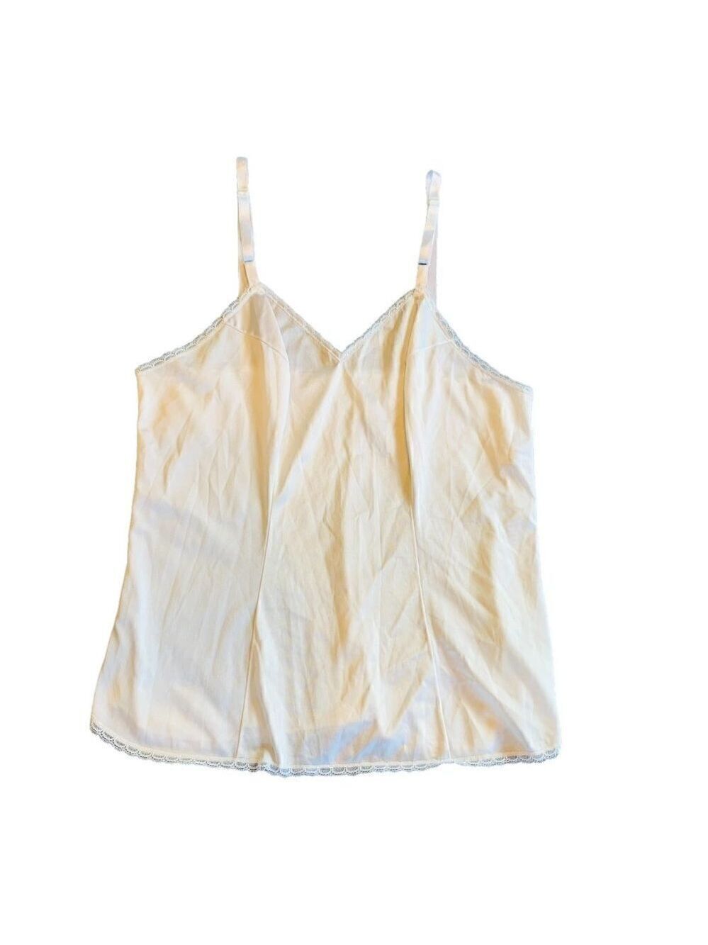 Vintage Vanity Fair Womens Nylon Camisole Top Size 34 With Lace Trim White Slip - Picture 10 of 10